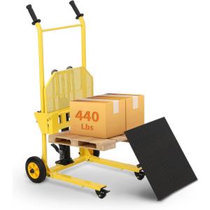 Hydraulic Material Lift, 440lbs Capacity Pallet Truck Dolly, Lift Table, Fork Lift, 36" Max Lift Winch Stacker, Multifunctional Hydraulic Hand Truck with Steel Platform Board, Adjustable Forks