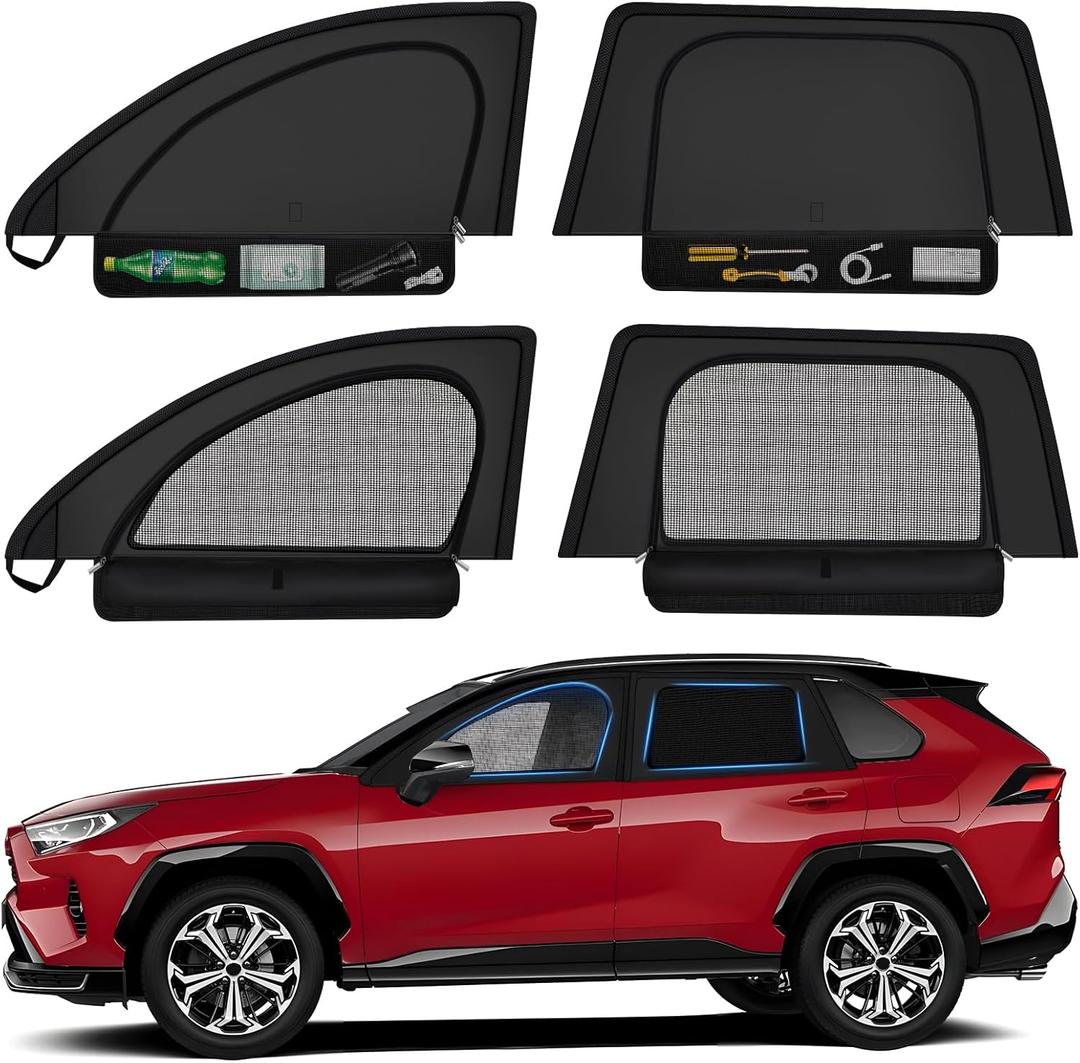 ZATOOTO Car Window Shades for 2019-2024 Toyota RAV4, Double Layer Car Window Covers with Zipper for Airflow & Privacy Toyota RAV4 Side Window Sun Shade Window Screen with Storage Bag for Camping
