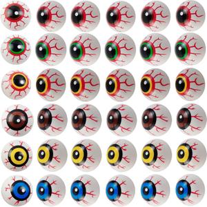 48PCS 33mm Halloween Eyeballs Plastic Half Eyeballs Spooky Scary Horror Props for Halloween Trick or Treat Party Cosplay