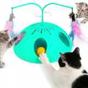 Cat Toys, Interactive Cat Toy for Indoor Cats, Automatic Interactive Kitten Toy, Fluttering Feather, Track Balls, Rotating Track Feather Enrichment Kitty Toys for Multi-cat Family (Green)