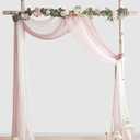 Floroom Wedding Arch Draping Fabric 3 Panels 20Ft Chiffon Fabric Drapes Arbor Drapery Wedding Ceremony Reception Swag Decorations (Dusty Rose +Blush +White)