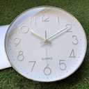 Tosnail 12 Inches Round Silent Non Ticking Quartz Wall Clock - Elegant Silver Frame