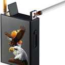 Cigarette Case with Lighters Full Pack 20pcs Regular Cigarettes Box Rechargeable Windproof Flameless Electric Protable Lighter (Eagle)