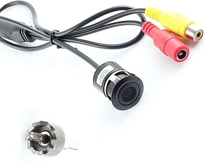 Backup Camera, Car Rear View Camera Backup Cam Bumper Hole Drilling 18mm Mount Universal Fit Parking Assistance Grid Lines