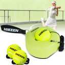 Hikeen Premium Tennis Trainer Rebound with Metal Base,Portable Solo Tennis Trainer Set with 3 Highly Elastic String Balls,Tennis Practice Equipment for Adult Kids and Beginners (Green)