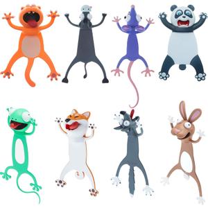 Outus 8 Pieces Bookmarks 3D Cartoon Animal Bookmark Back to School Cute Bookmarks Squashed Animals Reading Bookmark Reward Gifts Book Lovers Gift Reading Supplies