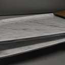 Melamine Serving Trays with Handles, 19" x 12", Set of 2, White Marble