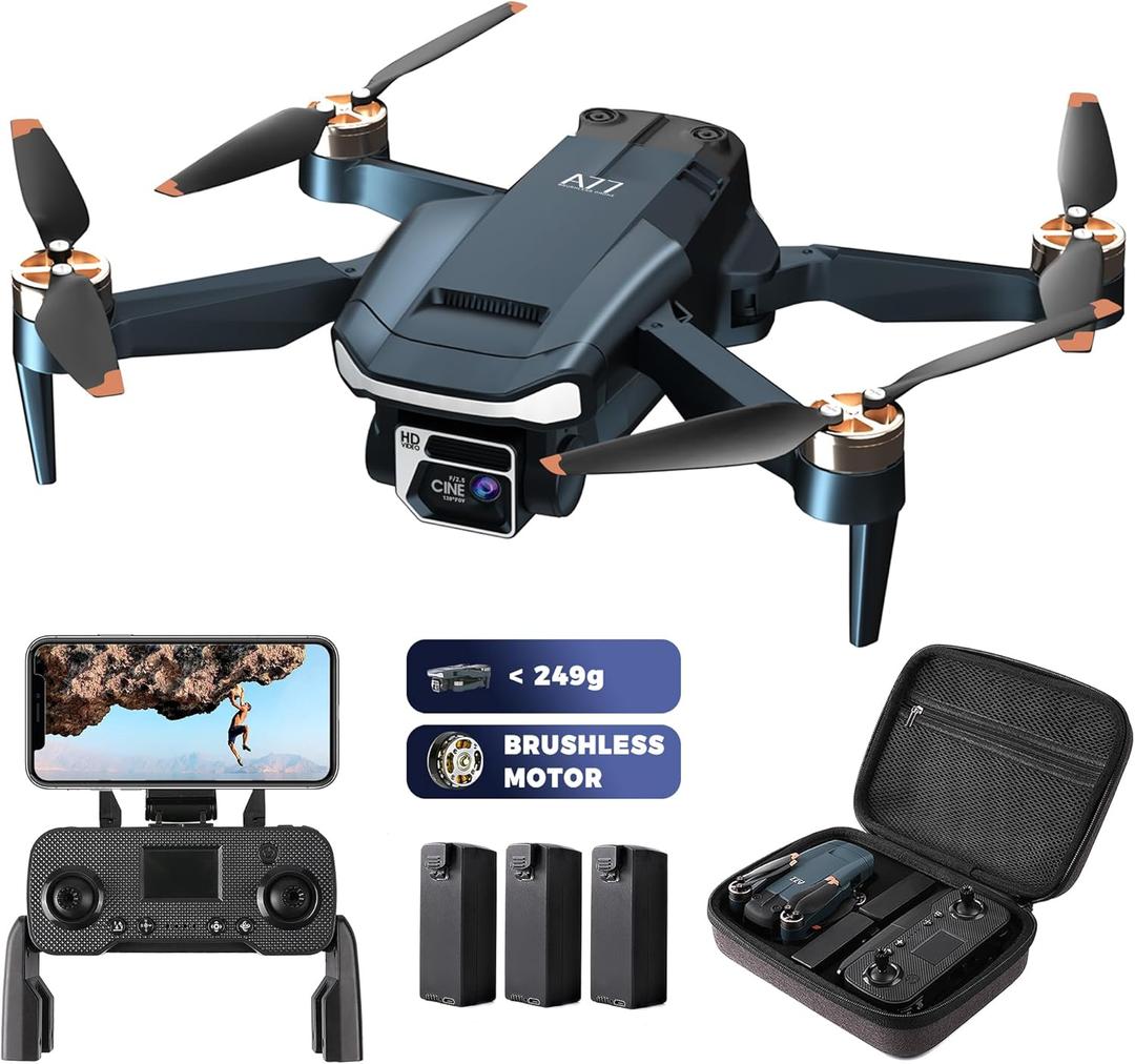 CHUBORY A77 4K HD Camera Drone for Adults - 2650ft WiFi FPV Range, 84 Mins Flight Time with 3 Batteries, Brushless Motor, Follow Me & Auto Hover, Beginner-Friendly Quadcopter (Crepuscular Fire Enwrap Melancholic Void Sable Blue)