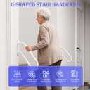 Hand Rails for Outdoor 1-2 Steps, Indoor Stairs, Bathroom, Wall Mount Non-Slip U-Shape Stair Hand Railing White Left 1 Pack