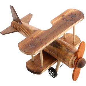 TOYANDONA Vintage Wooden Airplane Model Decoration Retro Biplane Ornament for Home Office Desk Decor Wooden Toy Airplane Unique Antique Aircraft Decor for Boy Girl