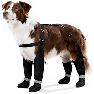 Dog Boots with Adjustable Suspender, Anti-Slip Dog Shoes, Waterproof Paw Protector for Rainy, Snowy, Hot Pavement, L