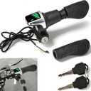 1 Pair 36v Electric Bike Throttle with LCD Display (Power Indicator), Universal 36v Half-Twist Throttle, Grip Lock Key Set Ebike Throttle for Ebike Motorcycle Scooter
