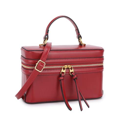 Classic Satchel Crossbody Purse for Women Chic Mini Box Purse, Women Crossbody Shoulder Bag Small Satchel Purse (Big Red)