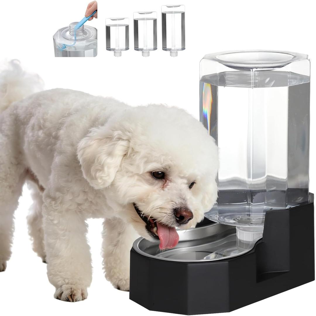 Sfozstra Large Dog Water Dispenser: 7L Automatic Gravity Water Feeder - Less Refills All-Day Water - No Mess Keeps Floors Dry - No Electricity - for Medium Dogs & Multi-Pet Homes - Workday/Pet Station (7L Without Filter, Black)