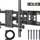 BONTEC Full Motion TV Wall Mount for 37-84 Inch TVs, Hold up to 132lbs, Max VESA 600x400mm, Swivel Tilt Dual Arms, Adjustable Viewing Angle, Fits 16" Wood Studs, Easy Assembly