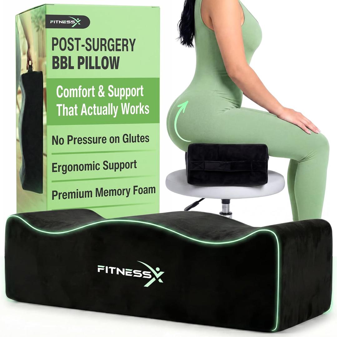 BBL Pillow After Surgery for Sitting Brazilian Butt Lift Recovery Cushion, Firm Support Pillow for Home, Car & Office Use, Post Surgery Supplies with Velvet Cover & Anti-Slip Base