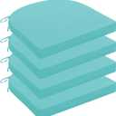 Wellsin Outdoor Chair Cushions for Patio Furniture, 3-Year Color Fastness Patio Chair Cushions Set of 4, Water Resistant Round Corner Outdoor Seat Cushions 17"X16"X2", Teal