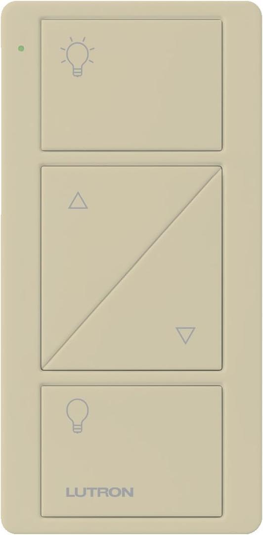 Lutron Pico Remote for Caseta Smart Dimmer Switch, 2-Button Control with Raise and Lower, For Table Top or Wallmount Use, PJ2-2BRL-GIV-L01, Ivory