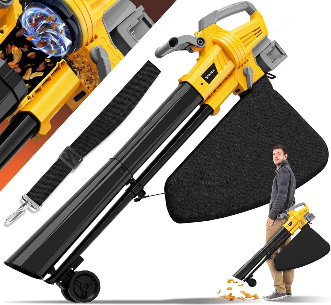 Leaf Blower Vacuum Mulcher Compatible for Dewalt 20V Battery(NO Battery), 3-in-1 Cordless Electric Leaf Vacuum Blower Mulcher with 40L Collection Bag, Turbo Mode for Quick Patio Deck Driveway Cleanup