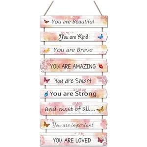 JEVUVU Butterfly Girls Room Decor, Pink Wall Decor for Baby Girl, Girl Bedroom Decor Art Signs, Trendy Stuff Decorations for Kids Nursery Bed Room Dorm Classroom Bathroom