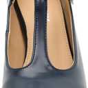 Women's T-Strap Mary Jane Pumps, 2.56 Inch Block Heel, Round Toe Dress Shoes 38