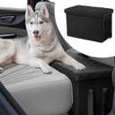 Dog Car Seat Extender with Storage, Dog Seat Extender with Storage for Large & Small Dog,Car Back & Front Seat Extender for Dogs up to 200lbs, Car Seat Gap Filler Black