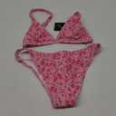 ZAFUL Women's 2 Piece Floral Print Swimsuit Triangle String High Cut Bikini Sets Bathing Suit (1-pink) S