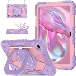 Scnioy for T-Mobile Revvl Tab 2 Case 10.1 Inch 2025, Shockproof Cover for Revvl Tab 2 5G Tablet Case Kids with 360 Rotating Handle Stand Pen Holder Shoulder Strap, Purple Rose