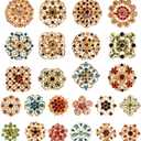 Hiceeden 24 Pieces Flower Golden Brooches Pins, Small Shining Rhinestone Colorful Brooch Gift for Women, Wedding Decoration