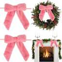 AIMUDI Pink Valentine's Day Bows 7''9'' Faux Fur Present Bows Premade Bows for Gift Wrapping Baskets Wreaths Home Outdoor Christmas Decoration, 6 PCs