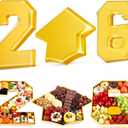 Tellingyou 3 Pcs 13.7" 2026 Graduation Fillable Letter, Plastic Number Trays for Food 2026, Charcuterie Number, Grad Fillable Letter for Class of Congrats Grad Party Supplies(2026, Gold)