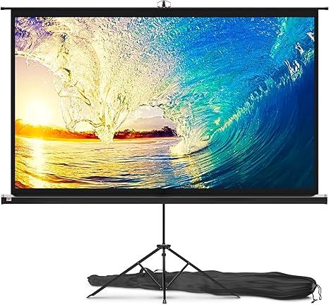 PropVue Projector Screen with Stand 84" - Indoor & Outdoor Projection Screen for Movie or Office Presentation - 16:9 HD Premium Wrinkle-Free Tripod Screen for Projector with Carry Bag & Tight Strap