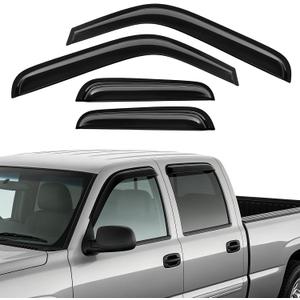 Rain Guards Fit for 1999-2006 Chevy Silverado/GMC Sierra 1500/2500/2500HD Extended Cab, Tape-On Extra Durable Side Window Sun Rain Guard 2006 Silverado/Sierra Visor Deflectors Black 4 PCS