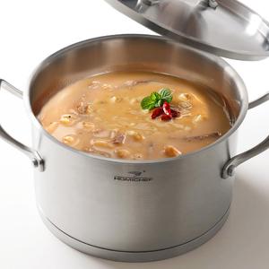 HOMICHEF 3.5QT Silver Nickel Free Stainless Steel Stockpot with Lid - Matte Polished, 8 Inch Wide, 7.6MM Thick Base, No Non-Stick Coating, 4.5 lbs