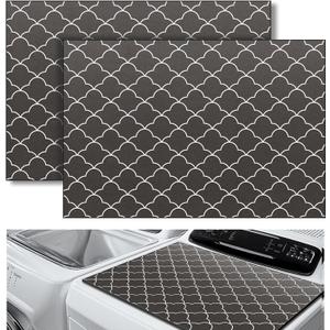Teenyyou 2 Pcs 26" x 18" Dryer Top Protector Mat, Washer and Dryer Topper, Non Slip Waterproof Machine Cover Dust Proof Quick Drying Topper Pad for Laundry and Kitchen (Stylish)