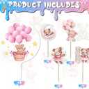 25PCS Moon Baby Bear Cupcake Topper and Bear Acrylic Cake Topper, Jungle Animal Theme Cupcake Party Supplies for Baby Shower Decorations Newborn Party Supplies (Pink)
