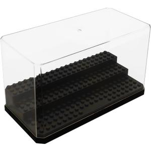 Acrylic Minifigure Display Case Stackable Action Figures Blocks Display Box, Clear Dustproof Display Case Box for Lego Lovers (1 Pack, Black)