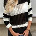 SweatyRocks Women's Striped Pullover Sweater Off Shoulder Long Sleeve Crochet Sweaters Fall Outfits (L)