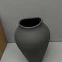 Ceramic Vase - Large 13.6 Inch Tall Floor Vase for Centerpieces, Farmhouse Rustic Minimalist Home Decor for Living Room, Enterway, Wedding (Sandstone Dark Gray)