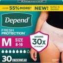Depend Fresh Protection Adult Diapers, Incontinence & Postpartum Bladder Leak Underwear for Women, Disposable, Maximum, Medium, Blush, 30 Count