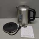 Basics Electric Stainless Steel Kettle for Tea and Coffee, BPAFree, Fast Boiling, Auto ShutOff, 1 Liter, 1500W, Black and Silver