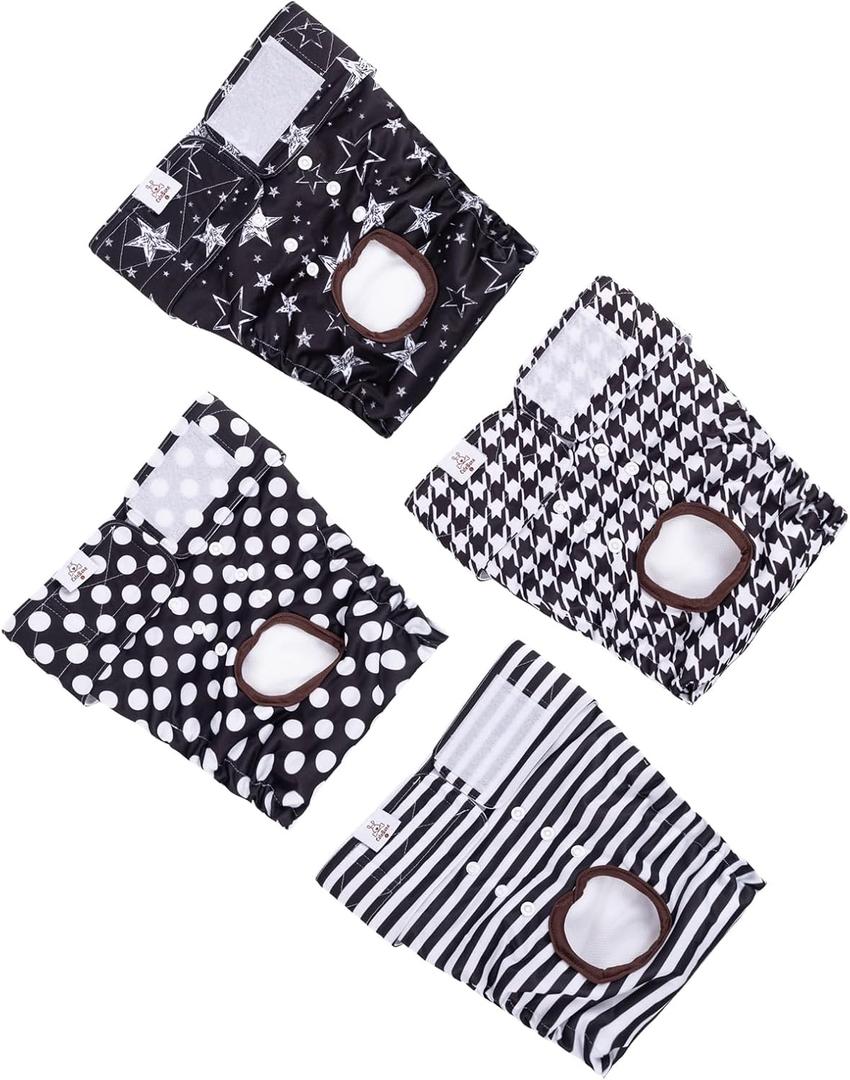 CuteBone Washable Female Dog Diapers 4 Pack Reusable Doggie Heat Diapers for Period FMG01XL