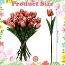 Canlierr 24 Pcs Artificial Faux Tulips Set Fake Real to Touch Tulip Flowers Decor Primitive Grungy Country Bouquet for Spring Vintage Rustic Table Centerpiece(Pink)