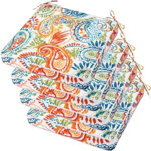Outdoor Chair Cushions 19 x 19 Inch Waterproof Patio Seat Cushions | Set of 4 Patio Chair Cushions with Zipper and Ties, Fade-Resistant Fabric for Patio Furniture Garden Sofa Couch Chair Pads, 4 Pack - 19x19 Inch
