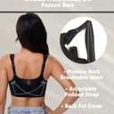 Posture Back Support Plus Size Front Closure Bra Wireless Full Coverage for Women (Black)