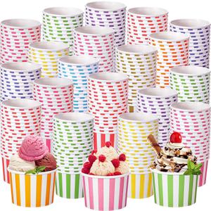 Zeyune 500 Pieces 8 oz Ice Cream Cups Disposable Bulk Ice Cream Bowls Yogurt Dessert Cups Disposable Soup Bowls for Snack Hot or Cold Food, Wedding Baby Shower Birthday Party Supplies, 10 Colors