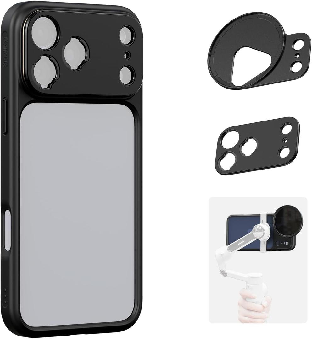 SmallRig FilMov Bumper Phone Case for iPhone 17 Pro Max, Hollow Back Design with Lens Backplate, 67mm Filter Adapter Compatible with Phone Gimbal Stabilizers, for DJI for Insta360, Black - 5793