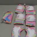 Knee Pads for Kids - ZOOBLISS Toddler Knee and Elbow Pads Set Wrist Guards for Skating Girls Aged 3-12, Kids Protective Gear for Roller Skates Skateboard Bike Scooter, Included Drawstring Bag(Rainbow) (Small)