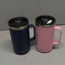 KXIAOCHEN 20oz Insulated Coffee Mug with Lid, Stainless Steel Coffee Cup, Double Wall Vacuum Coffee Tumbler with Handle, Premium Thermal Travel Coffee Mug (Pink Navy 2Pack)