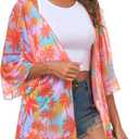 RELLECIGA Beach Cover Up for Women Swimsuit Kimono Cardigans Loose Casual Bathing Suit Coverups (M)